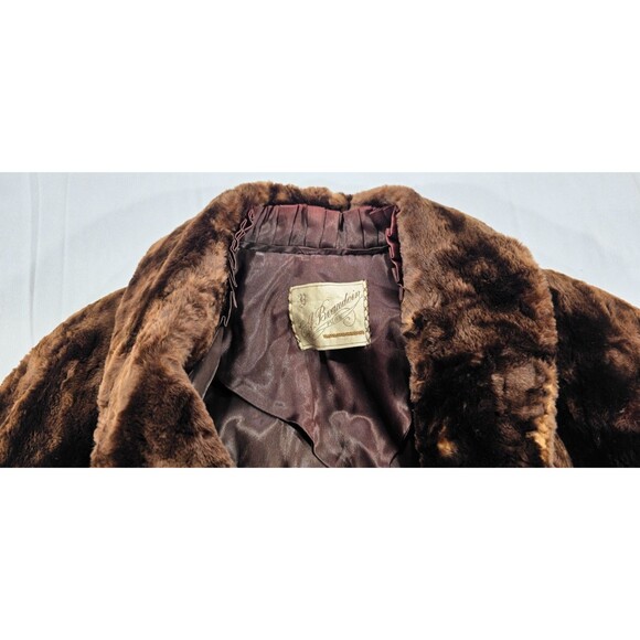 Vintage E.A. Beaudoin Furs Womens Coat Real Fur Mid Length Sheared Cuffs Brown M - Picture 6 of 15